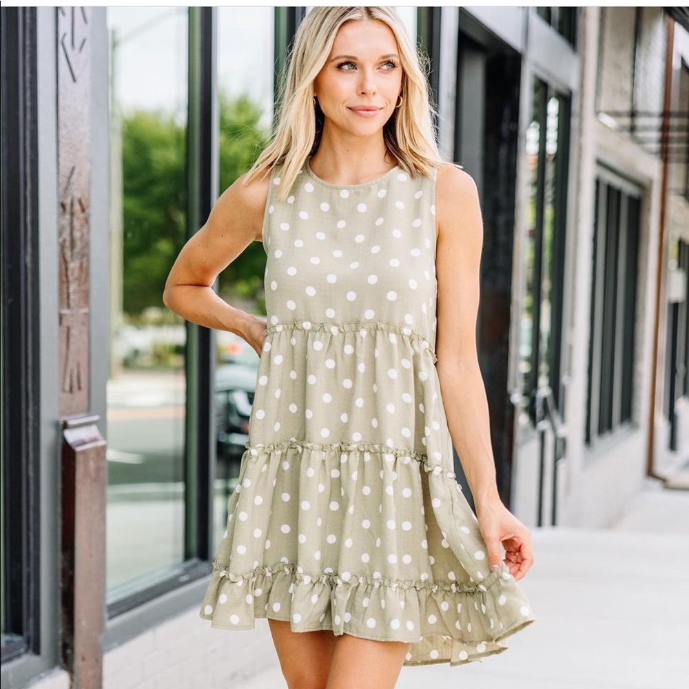 Blu Pepper Green & White Polka Dot Dress